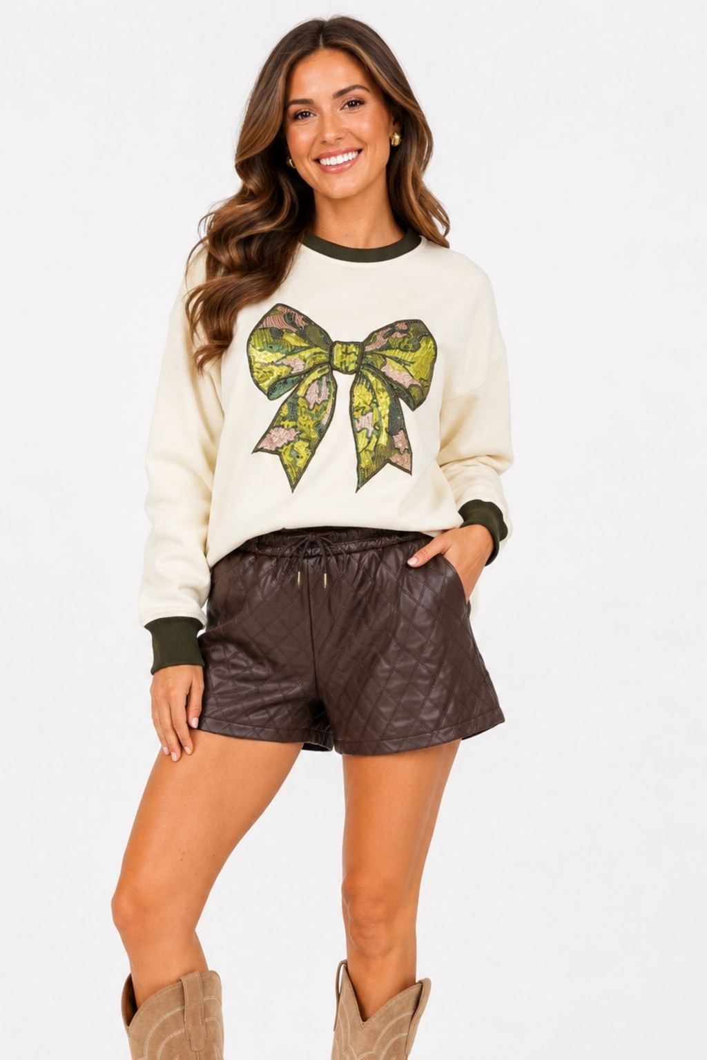 Sequin Camo Bow Sweatshirt