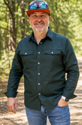 BC Men's Hunter Green Pearl Snap Button Down Shirt