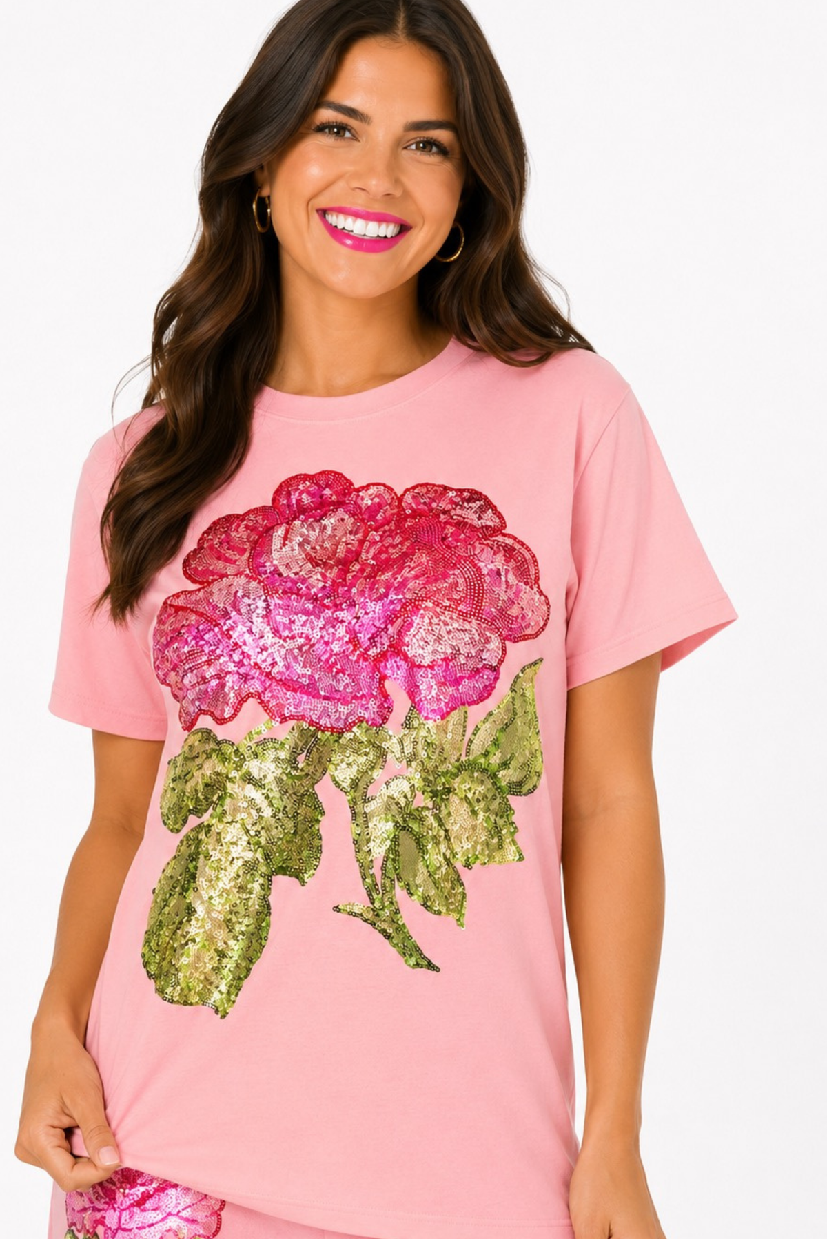 Pink Peony Sparkle Tee