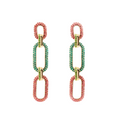 Pink & Green Crystal Link Drop Earrings