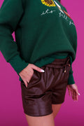 Brown Vegan Leather Shorts